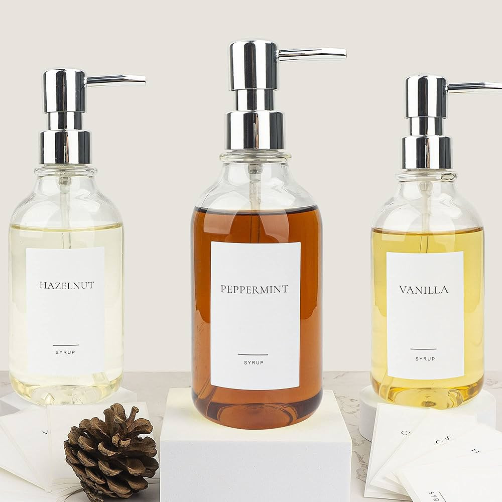 Ezebesta Coffee Syrup Dispenser Bottle 500ml PET Pump Bottles with Labels for Coffee Bar Organiza... | Amazon (CA)