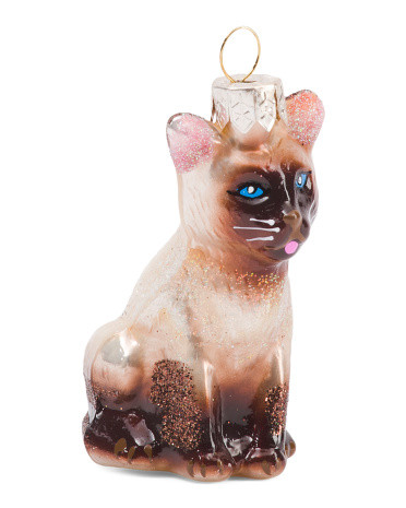 Made In Poland Handcrafted Siamese Cat Glass Ornament | Global Home | Marshalls | Marshalls