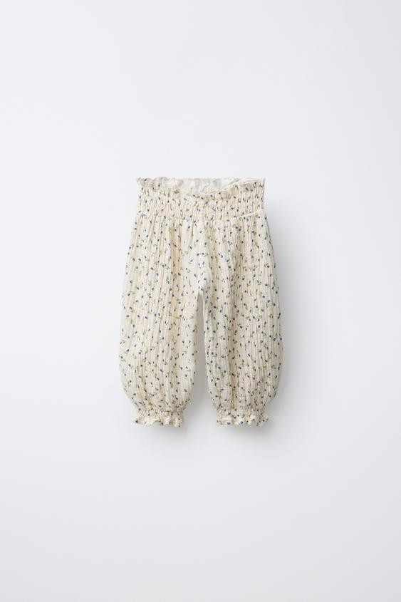 FLORAL TEXTURED BAGGY PANTS | Zara US