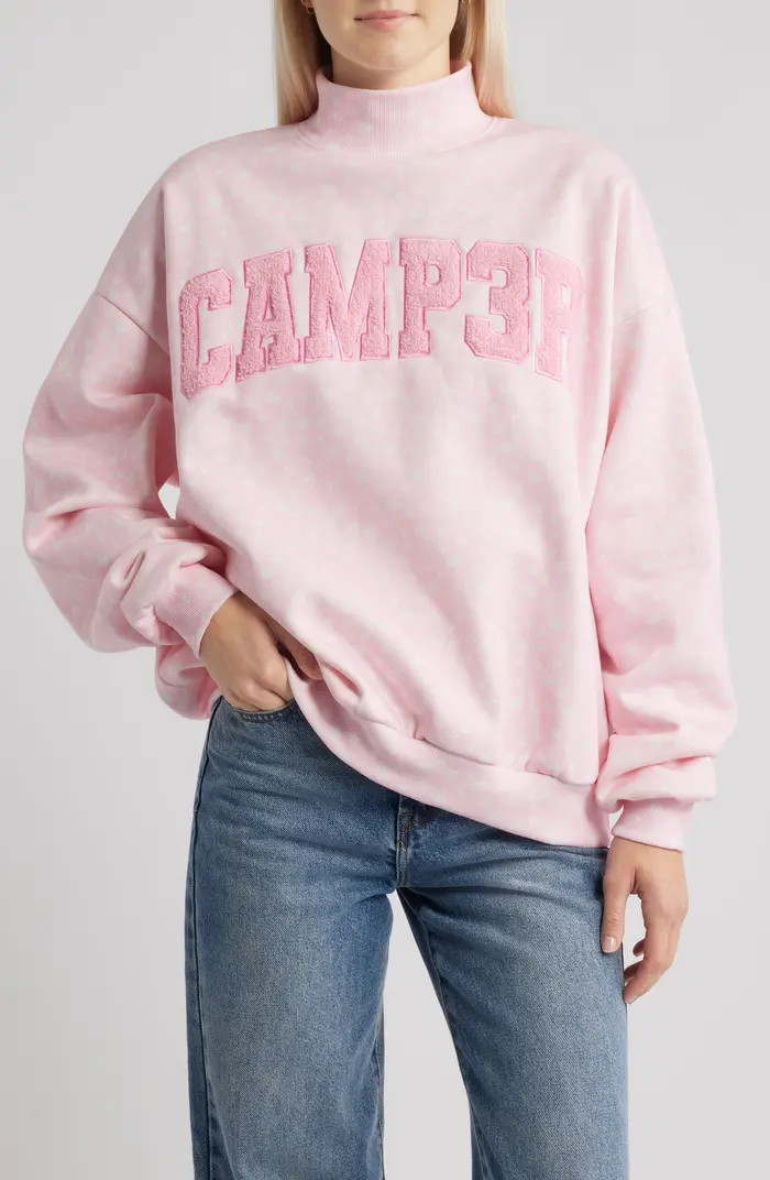 Ditsy Daisy Logo Appliqué Mock Neck Graphic Sweatshirt | Nordstrom