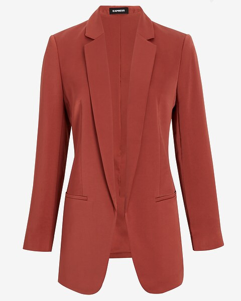 Satin Open Front Boyfriend Blazer | Express