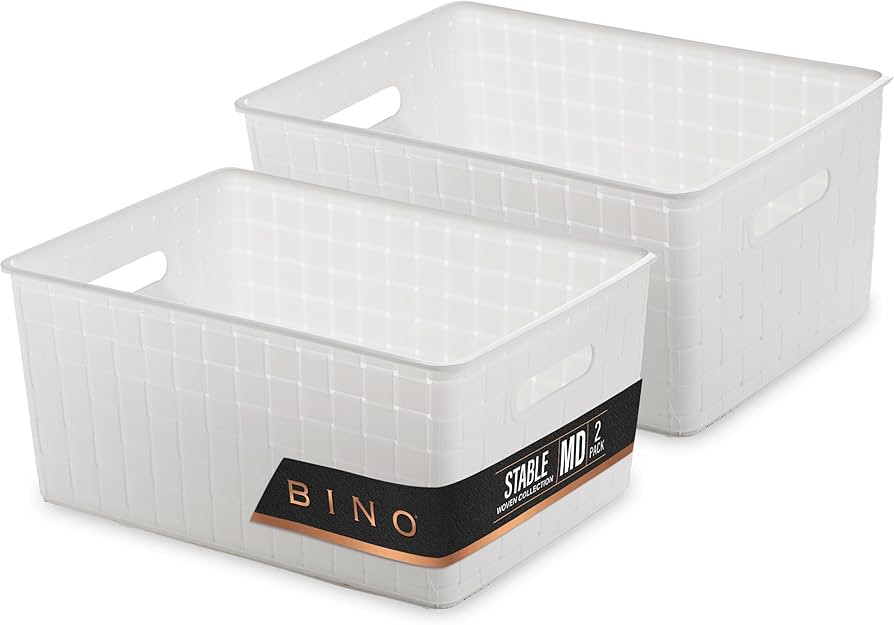 BINO Plastic Storage Baskets - Medium White - Rectangular Cabinet Organizer - Multi-Use Storage w... | Amazon (US)