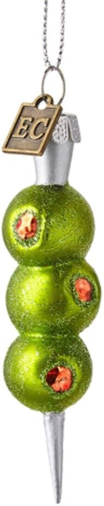 3.5" 3 Cocktail Bar Green Olive Martini Garnish Eric Cortina Glass Christmas Ornament | Amazon (US)