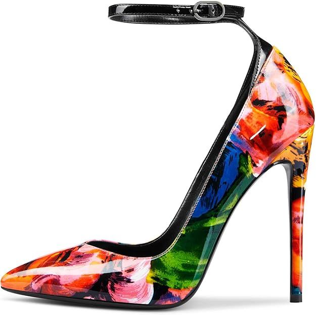 Castamere Womens Sexy Ankle Strap High Heels Pumps Elegant Pointy Toe Stilettos 12CM Heel Shoes | Amazon (US)