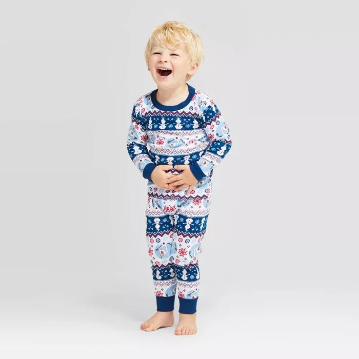 Toddler Frozen Holiday Olaf Fairisle Pajama Set - White | Target