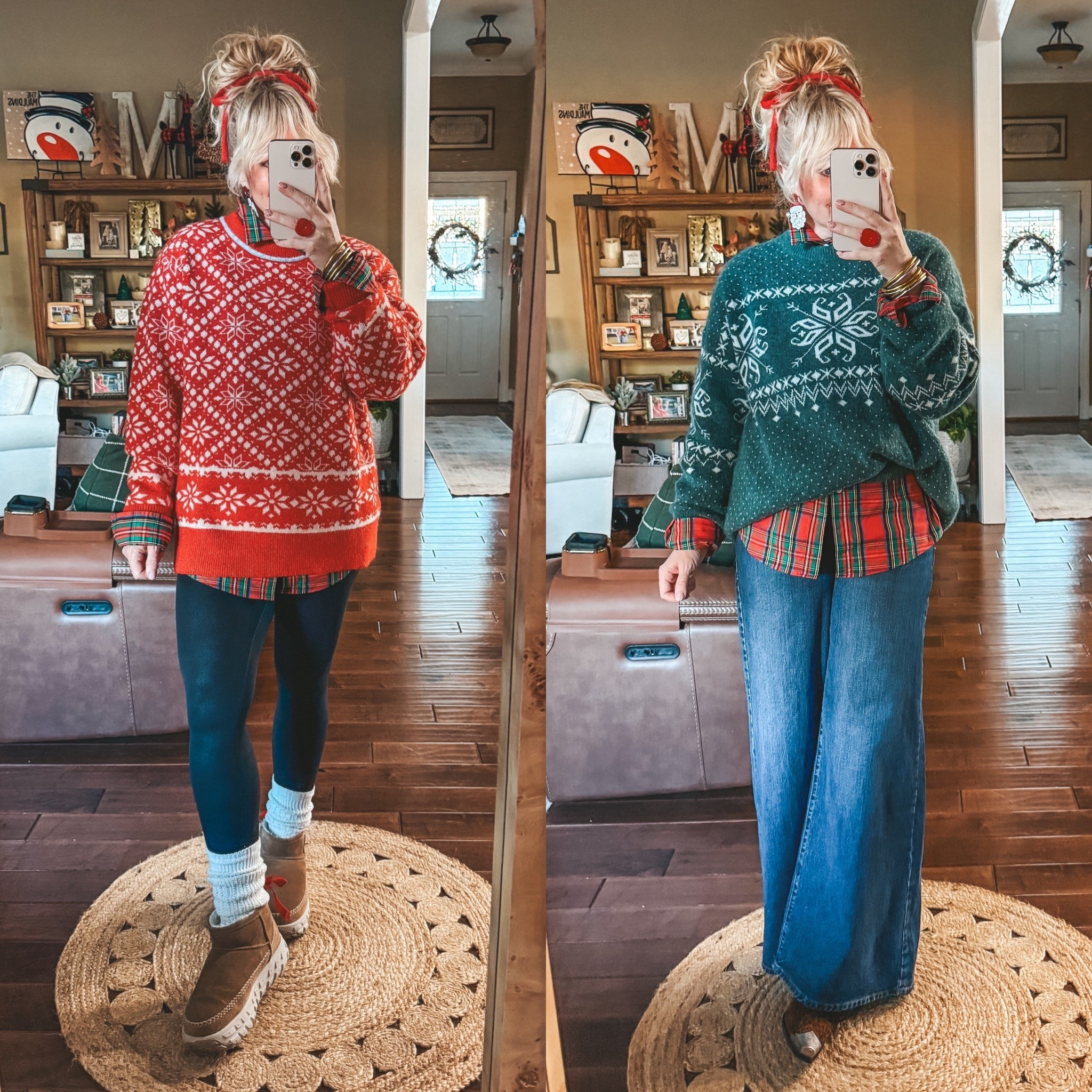 These mens sweaters from Target are the cutest and perfect for all winter not just Christmas! I’m a size 8/M & I’m wearing a men’s large. 
Leggings are a size medium and Levi’s jeans I sized up one in them. 


#LTKHoliday #LTKFindsUnder50 #LTKOver40