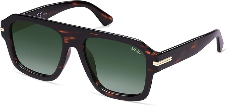 SOJOS Retro Thick Polarized Aviator Sunglasses for Women Men, Vintage Oversized Square Shades SJ2... | Amazon (US)
