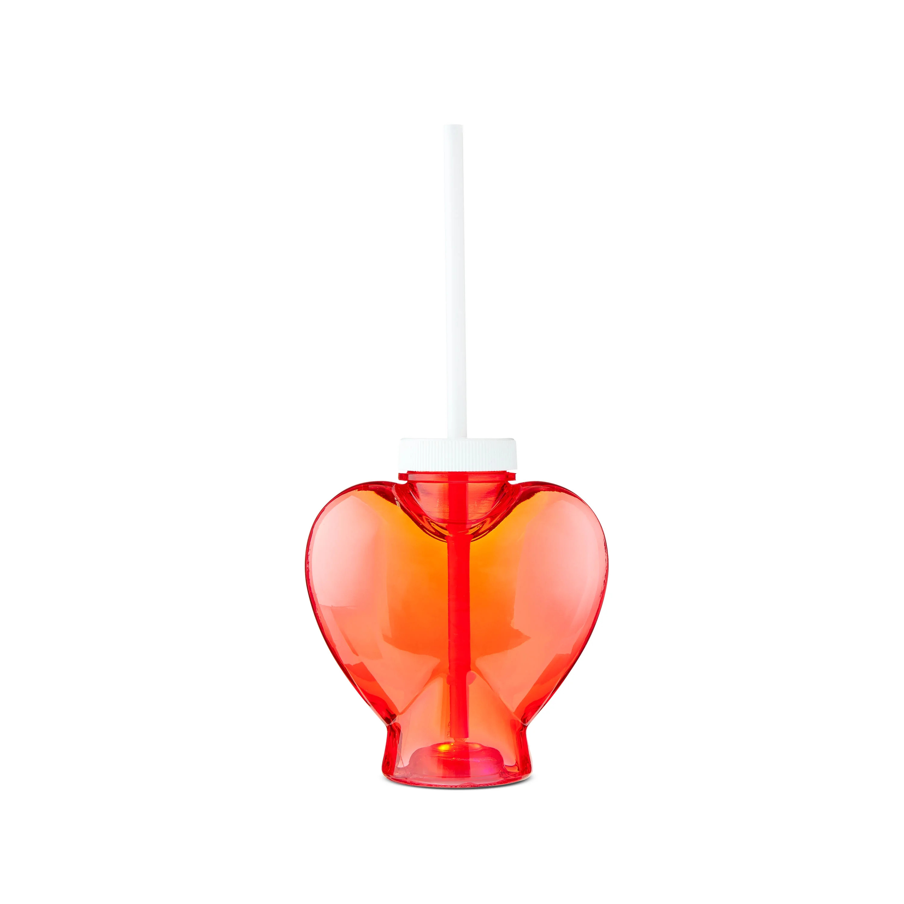 Valentine's Day Light-Up Red Heart Cup with Straw, 11 fl oz, by Way To Celebrate | Walmart (US)