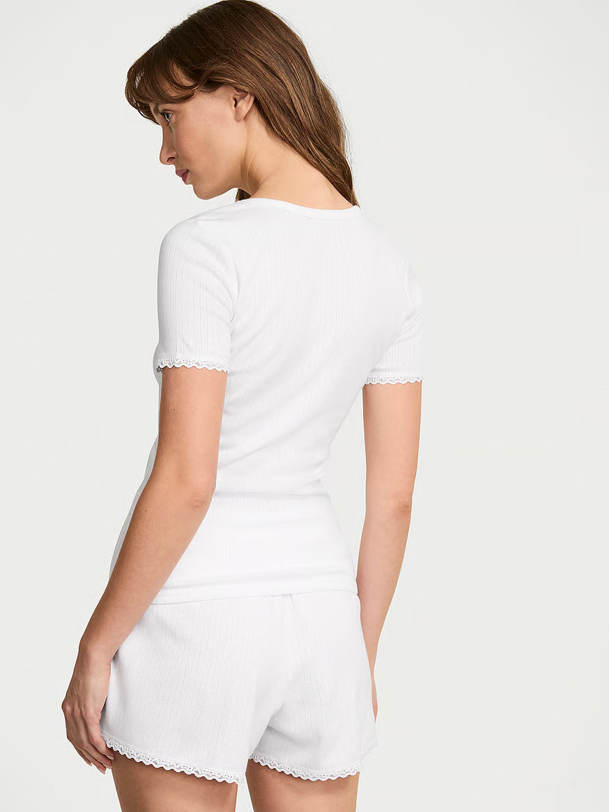Buy Pointelle Modal Henley Tee & Boxer Short Set, Vs White - Order Pajamas Sets online - Victoria... | Victoria's Secret (US / CA )