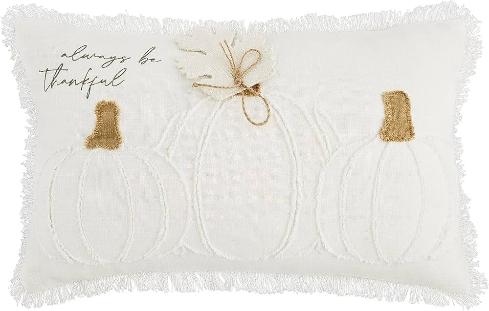 Mud Pie White Pumpkin Pillow, 1 Count (Pack of 1), Always be Thankful | Amazon (US)