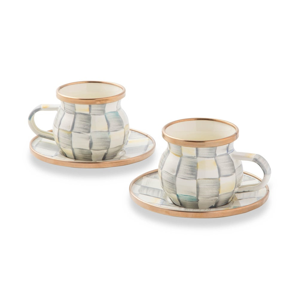 Sterling Check Espresso Cup & Saucer Set | MacKenzie-Childs
