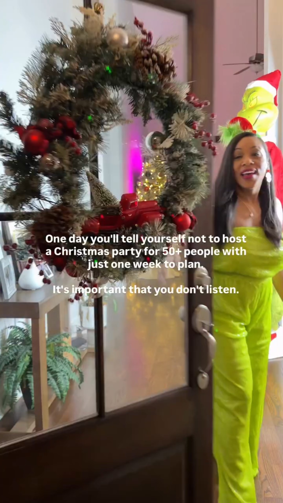 Hosting our annual Christmas party has become one of my favorite family traditions 🎄✨

This was our 4th year hosting, and what started as a small gathering somehow turned into 50+ people under one roof—full of laughter, kids running everywhere, and so many memories I’ll always hold onto.

This season was busy (to say the least). We had one tree up since November, added three more just two days before, and decorated outside the day of. A good reminder that it doesn’t have to be perfect to be meaningful.

Our Grinch-themed touches are always a hit with the kids and make the night feel extra fun and festive.

✨ I linked all of the holiday + Grinch items we used here.#ChristmasPartyIdeas #GrinchParty #HolidayHosting
#ChristmasDecor #HolidayTraditions #FamilyGatherings 

#LTKSeasonal #LTKHoliday #LTKHome