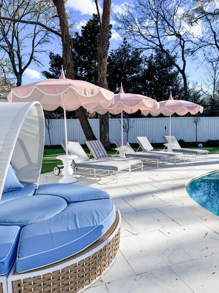 Nothing makes me quite as happy as these pink umbrellas in my backyard! They’re an investment piece, but oh my gosh so worth it. My backyard is my happy place! Linking everything else in this picture as well as a few other pieces that we have in our backyard/porch that I often get questions about.