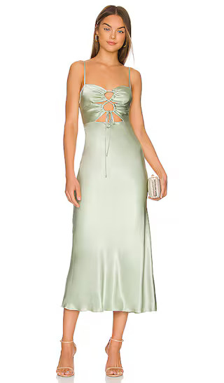 Felicity Lace Up Midi Dress in Thyme | Revolve Clothing (Global)