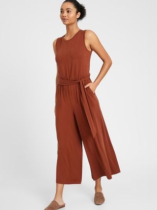 Petite Sandwash Cropped Wide-Leg Jumpsuit | Banana Republic (US)