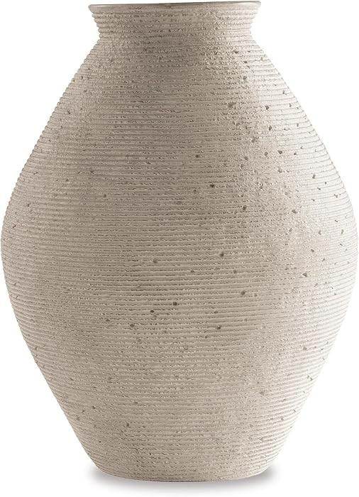 Signature Design by Ashley Hannela Vase, Large Rustic Ribbed Vases for Centerpieces, Polyresin Co... | Amazon (US)