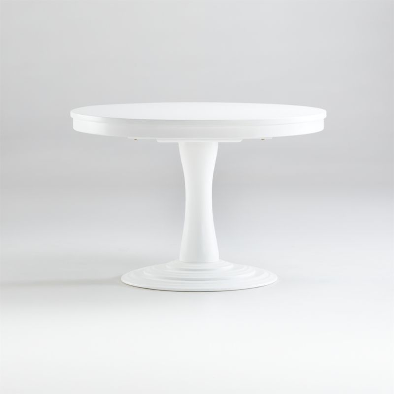 Aniston White 45" Round Extension Dining Table + Reviews | Crate and Barrel | Crate & Barrel