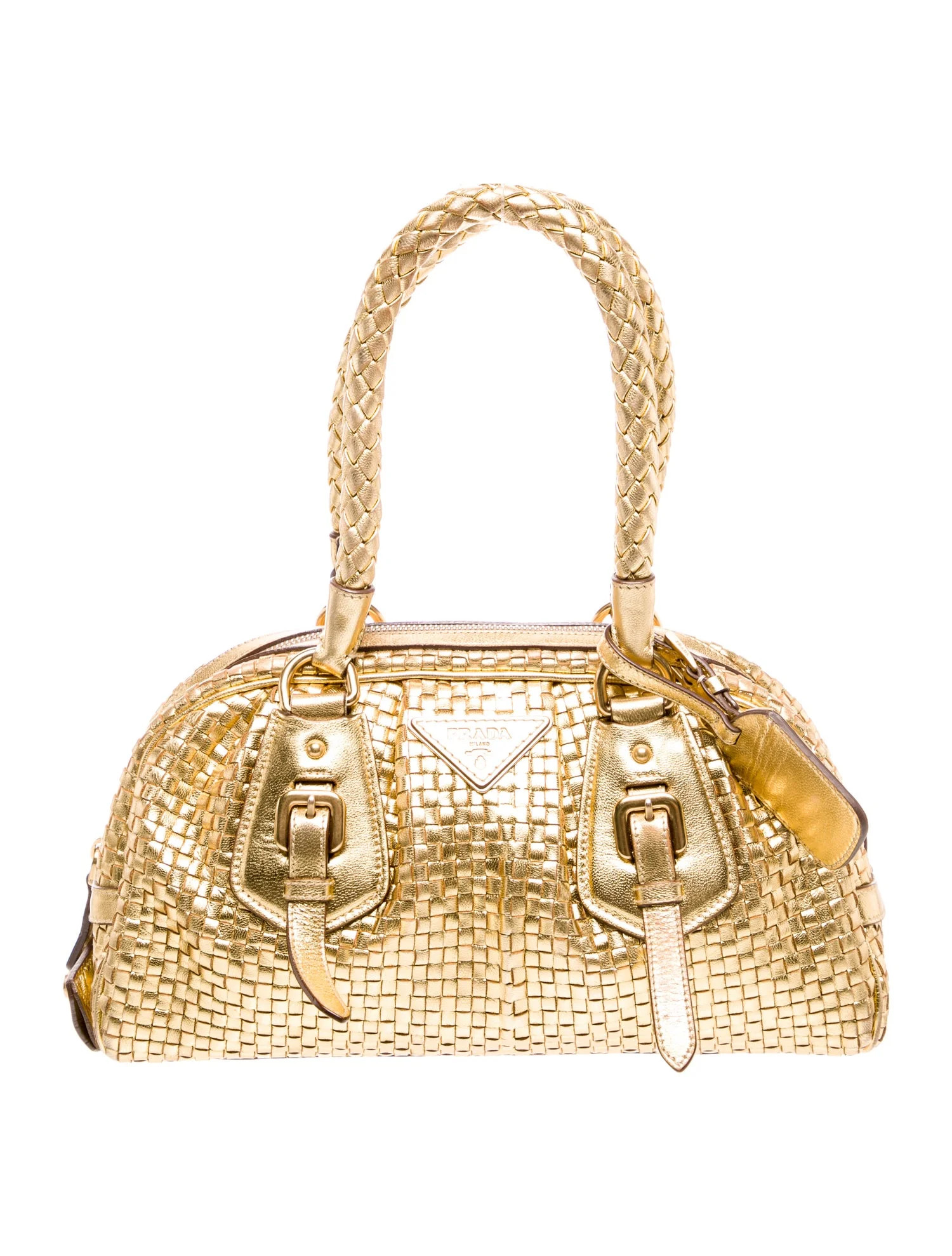 Prada Signature Top Handle Bag - Gold Handle Bags, Handbags - PRA1193409 | The RealReal | The RealReal