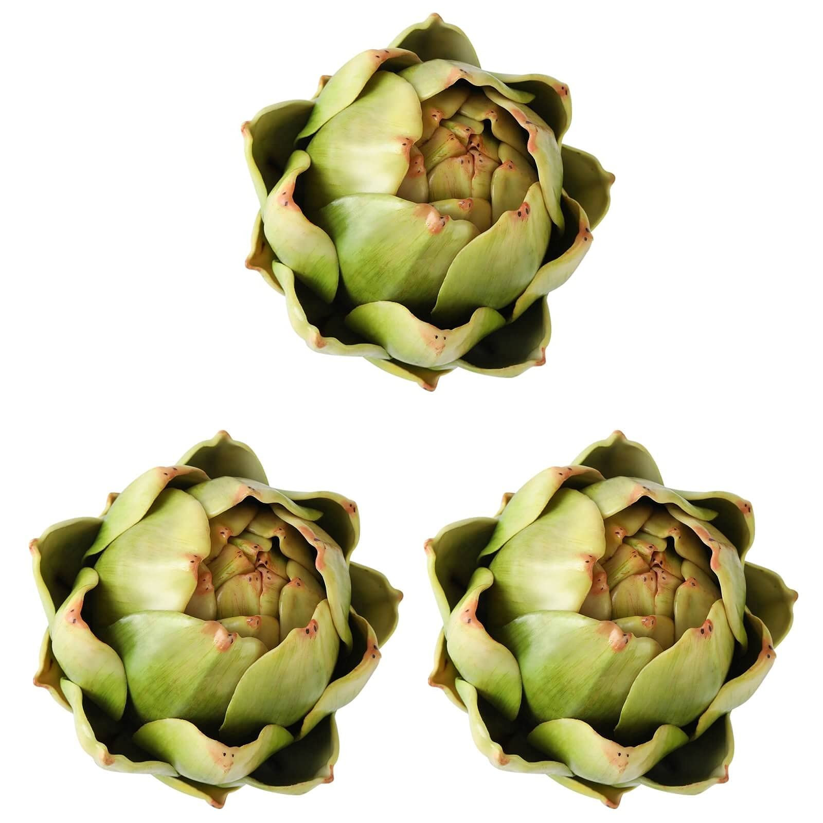 GiftYou 3-Pack Large Green Faux Artichokes - Artificial Vegetables and Fake Fruits for Kitchen De... | Amazon (US)