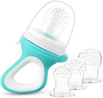 Baby Food Feeder-Fresh Fruit Feeder Pacifier-Infant Teething Toy Teether Bonus 3pcs Silicone Sacs | Amazon (US)