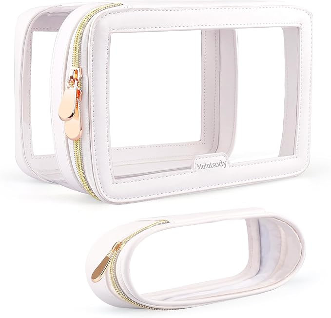 Clear Makeup Bags, TSA Approved Toiletry Bag with Zipper, Transparent Waterproof Cosmetic Organiz... | Amazon (US)