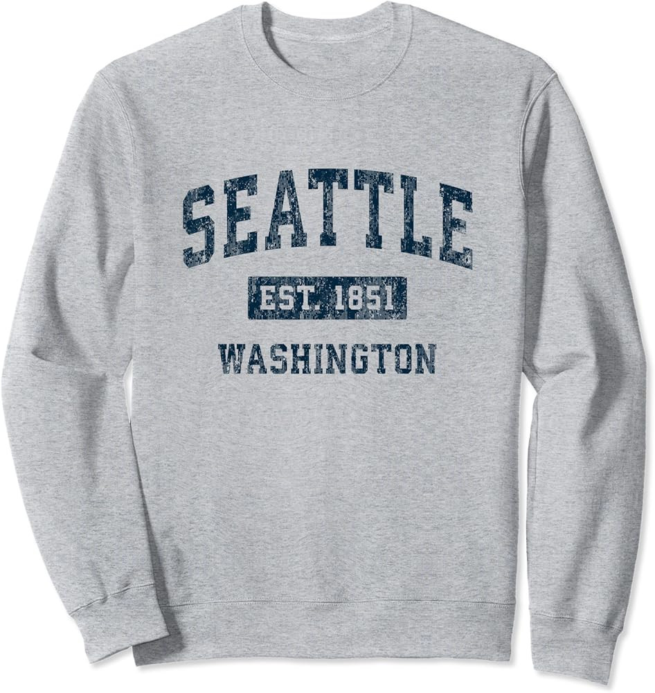 Seattle Washington WA Vintage Sports Design Navy Print Sweatshirt | Amazon (US)