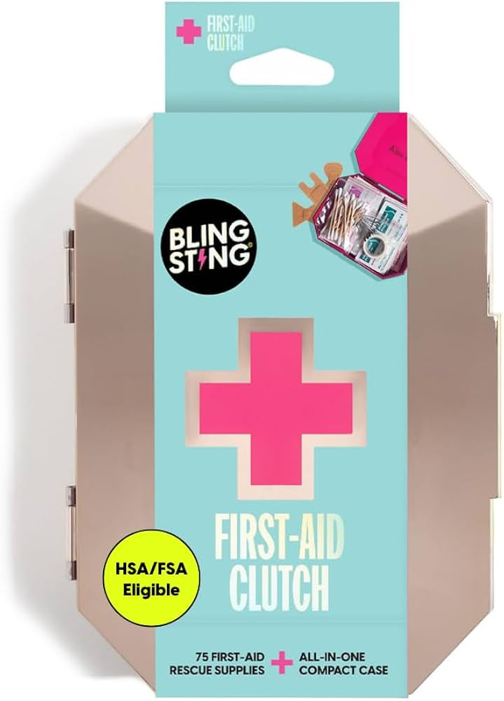 BLINGSTING First Aid Kit - 75 Essential First-aid Supplies, Bandages, Wipes, Gold Travel Case - M... | Amazon (US)
