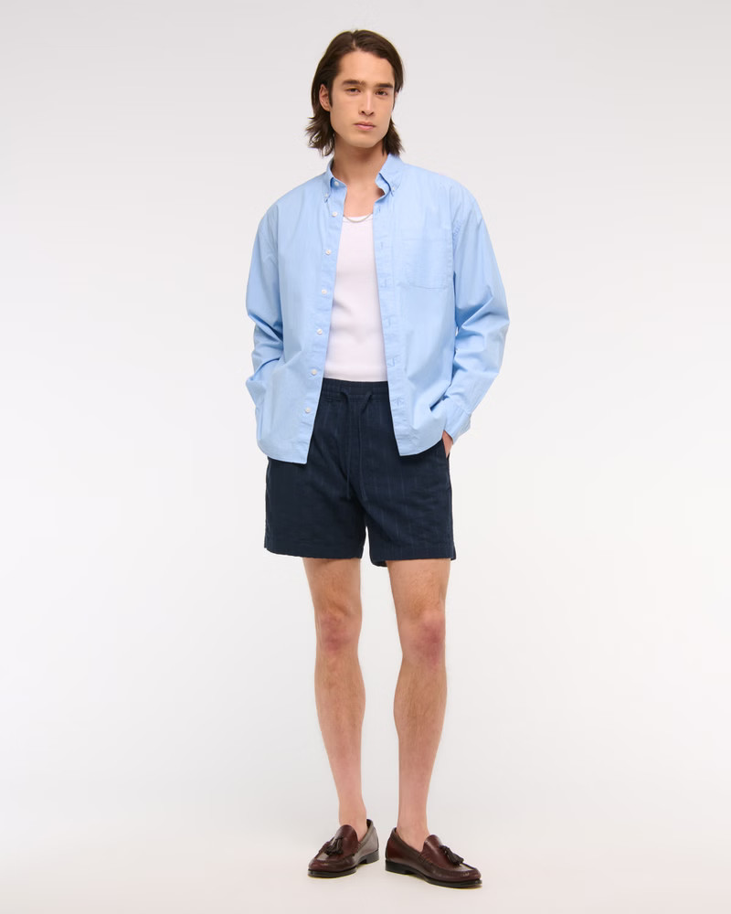 Men's Linen-Blend Pull-On Short | Men's Bottoms | Abercrombie.com | Abercrombie & Fitch (US)