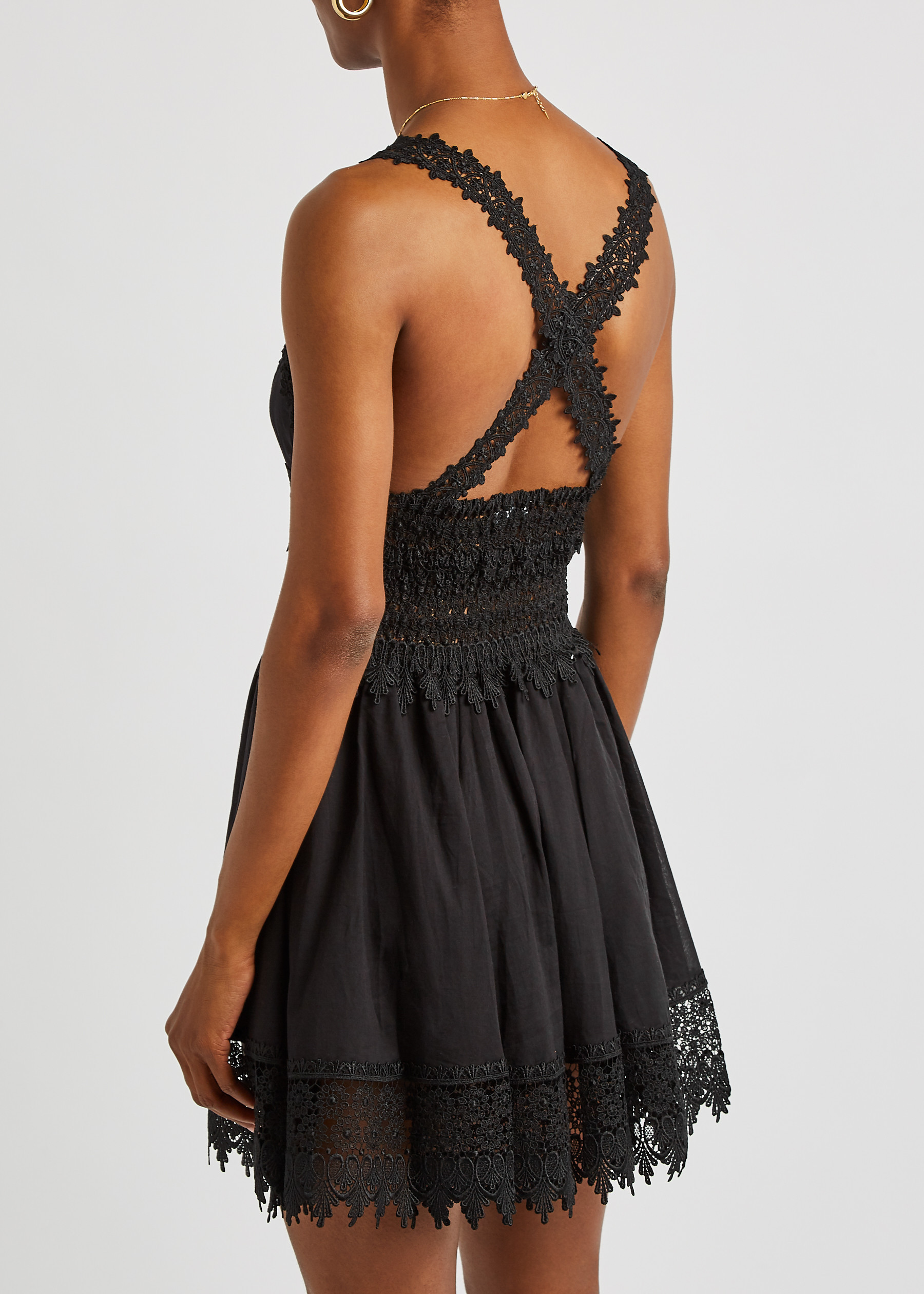 Marilyn lace-trimmed cotton-blend mini dress | Harvey Nichols