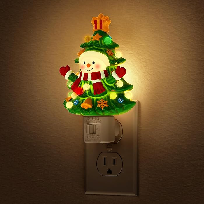 Briignite Snowman Night Light, 3000K Night Lights Plug into Wall, Christmas Tree Cute Night Light... | Amazon (US)