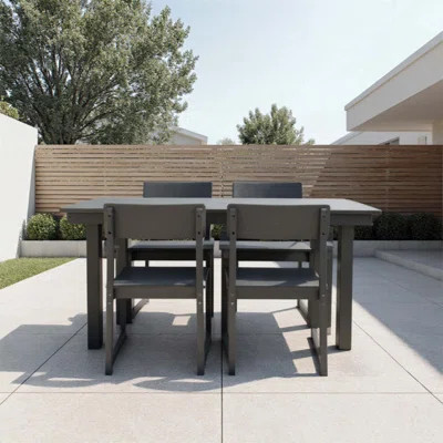 HDPE Outdoor Dining Set – Weather-Resistant Patio Table With Umbrella Hole And Armrest Chairs, Durable Garden Furniture For Backyard, Lawn, Deck, Or P | Wayfair North America