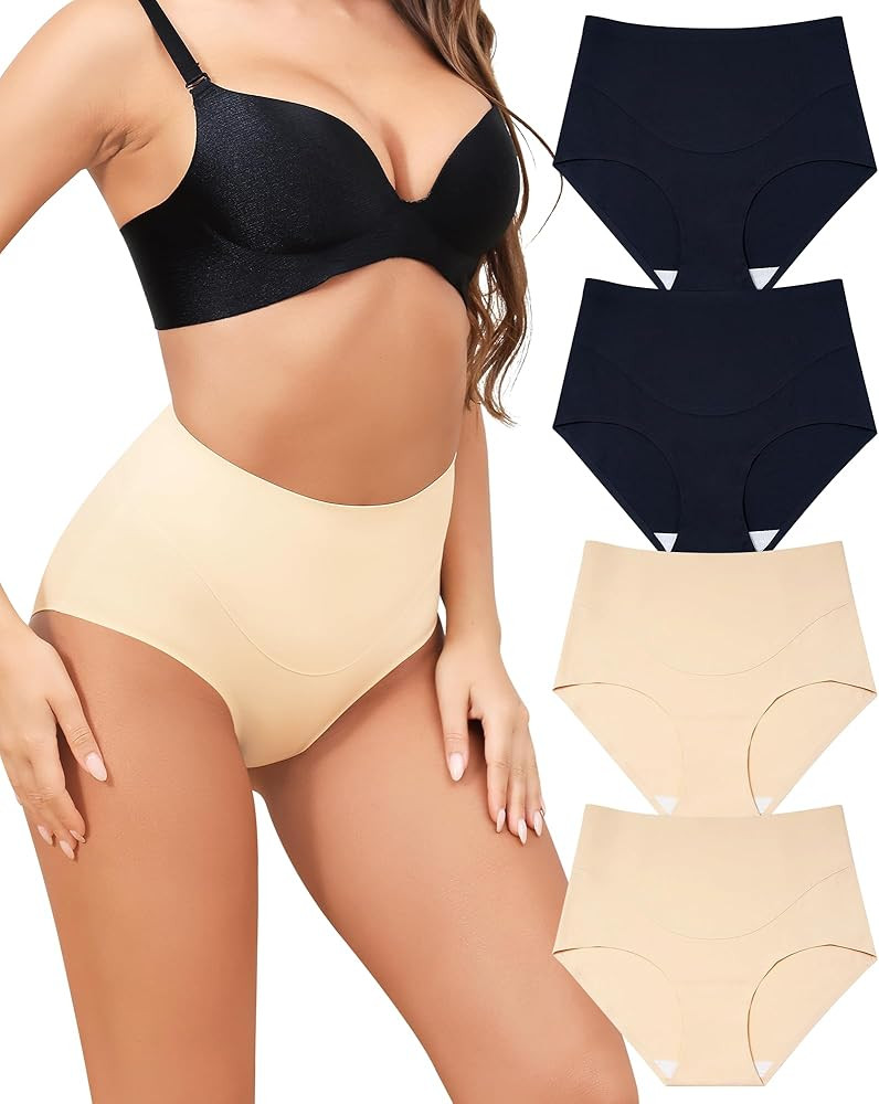LEVAO Women Tummy Control Panties High Waist Seamless Underwear Full Coverage Brief No Show Postp... | Amazon (US)