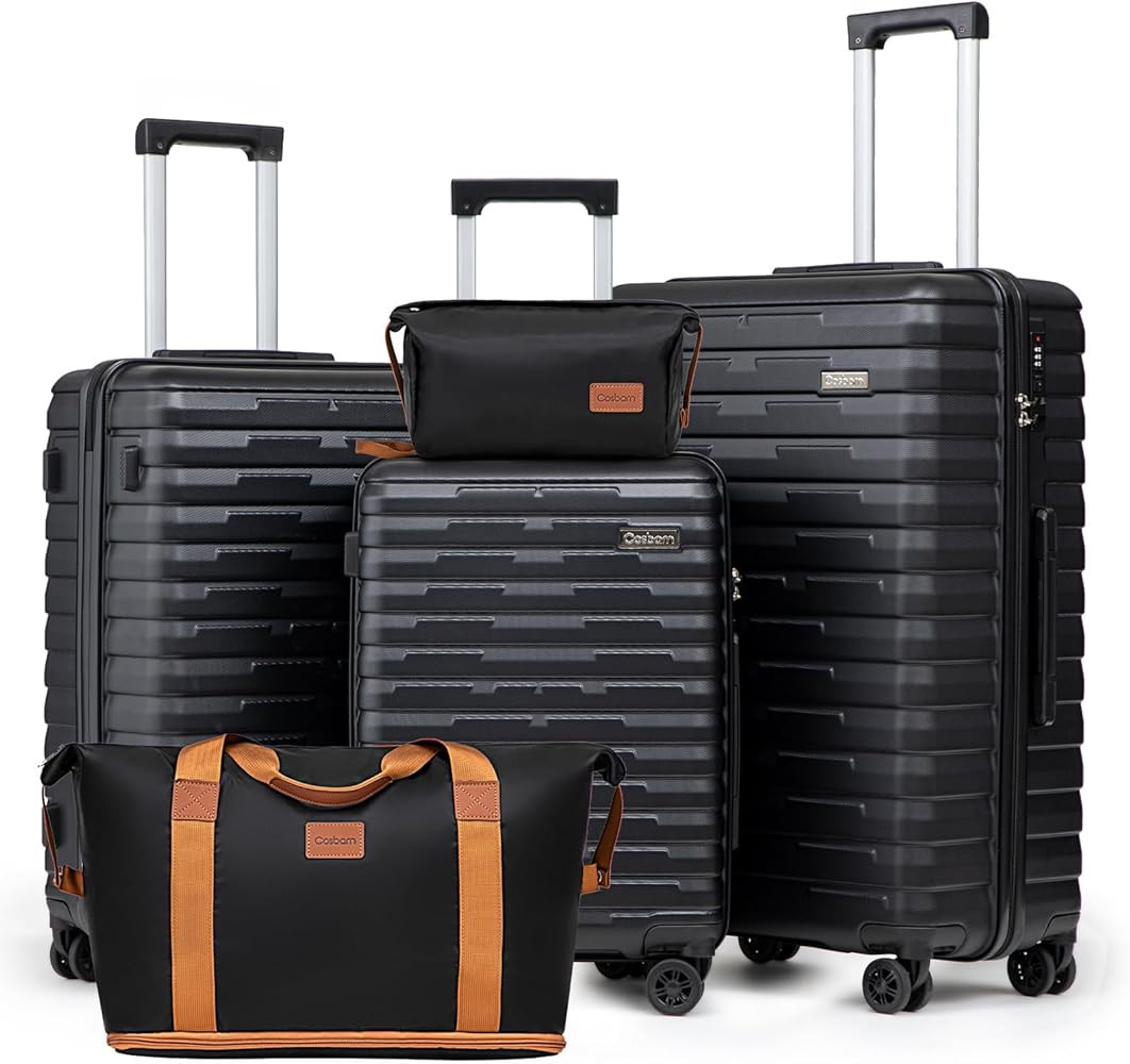 Luggage Sets 5 Piece Suitcases with Wheels, Suitcase Set ABS Hard Case Luggage with Spinner Wheel... | Amazon (US)