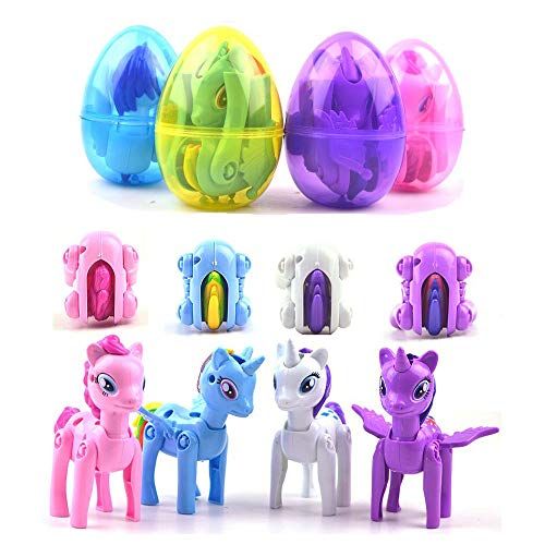 QINGQIU 4 Pack Jumbo Unicorn Deformation Easter Eggs with Toys Inside for Kids Boys Girls Toddlers E | Amazon (US)