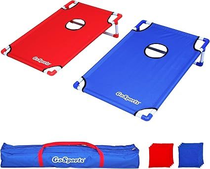 GoSports Portable PVC Framed Cornhole Toss Game Set with 8 Bean Bags and Travel Carrying Case - C... | Amazon (US)