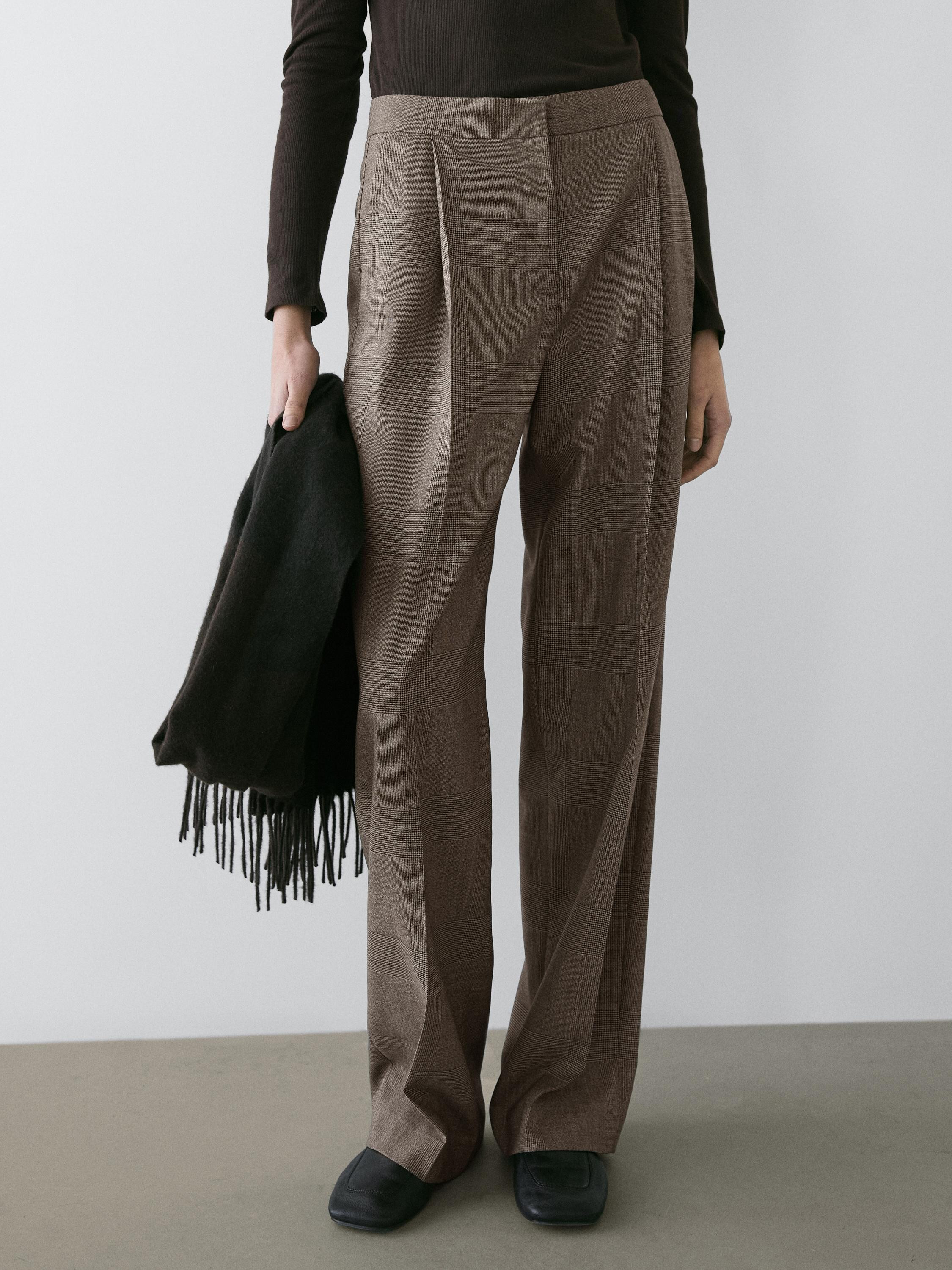 Check wool suit trousers | Massimo Dutti UK