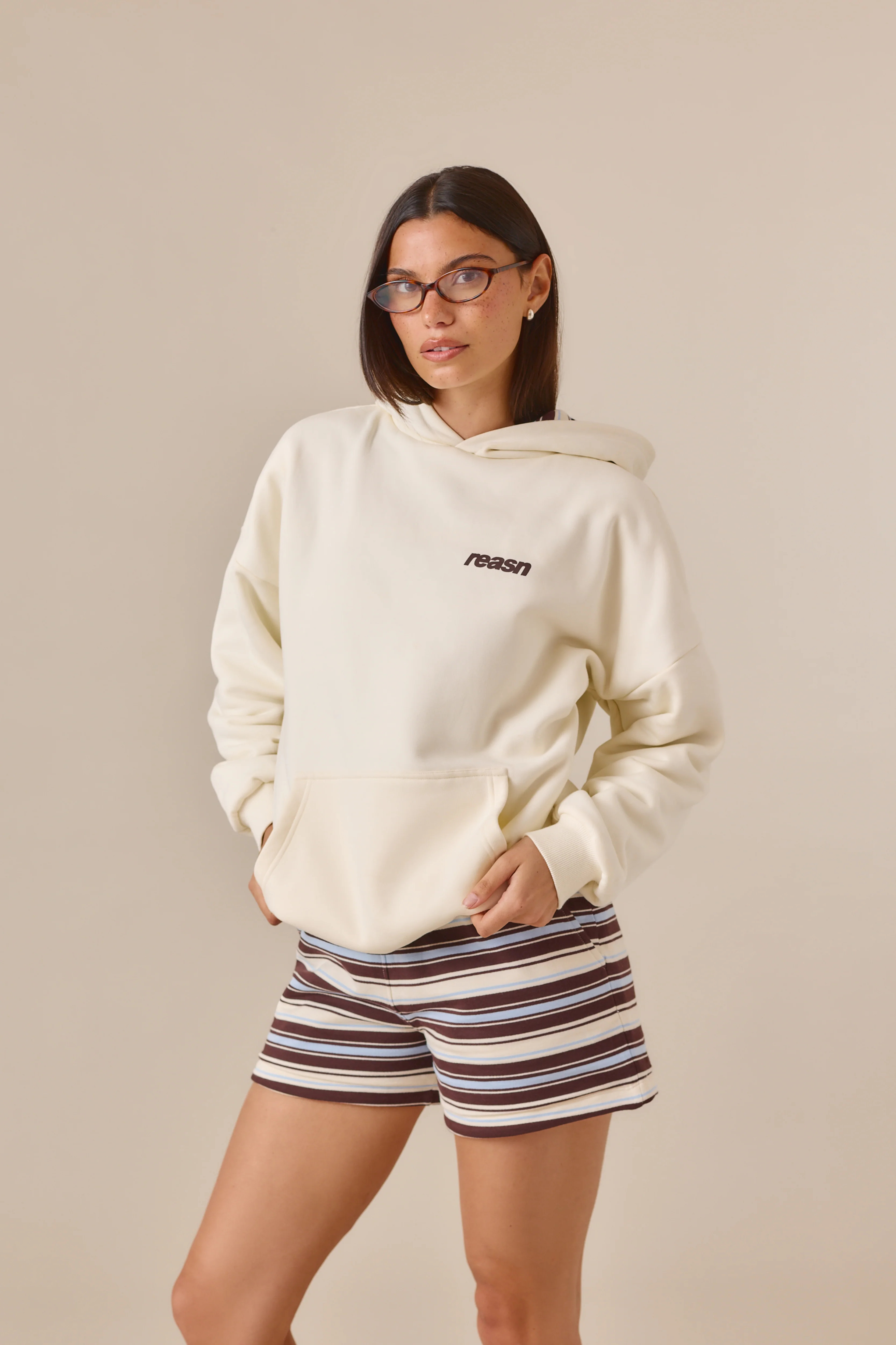 Reversible Stripe High Waist Shorts - Cr\u00e8me | Reasn