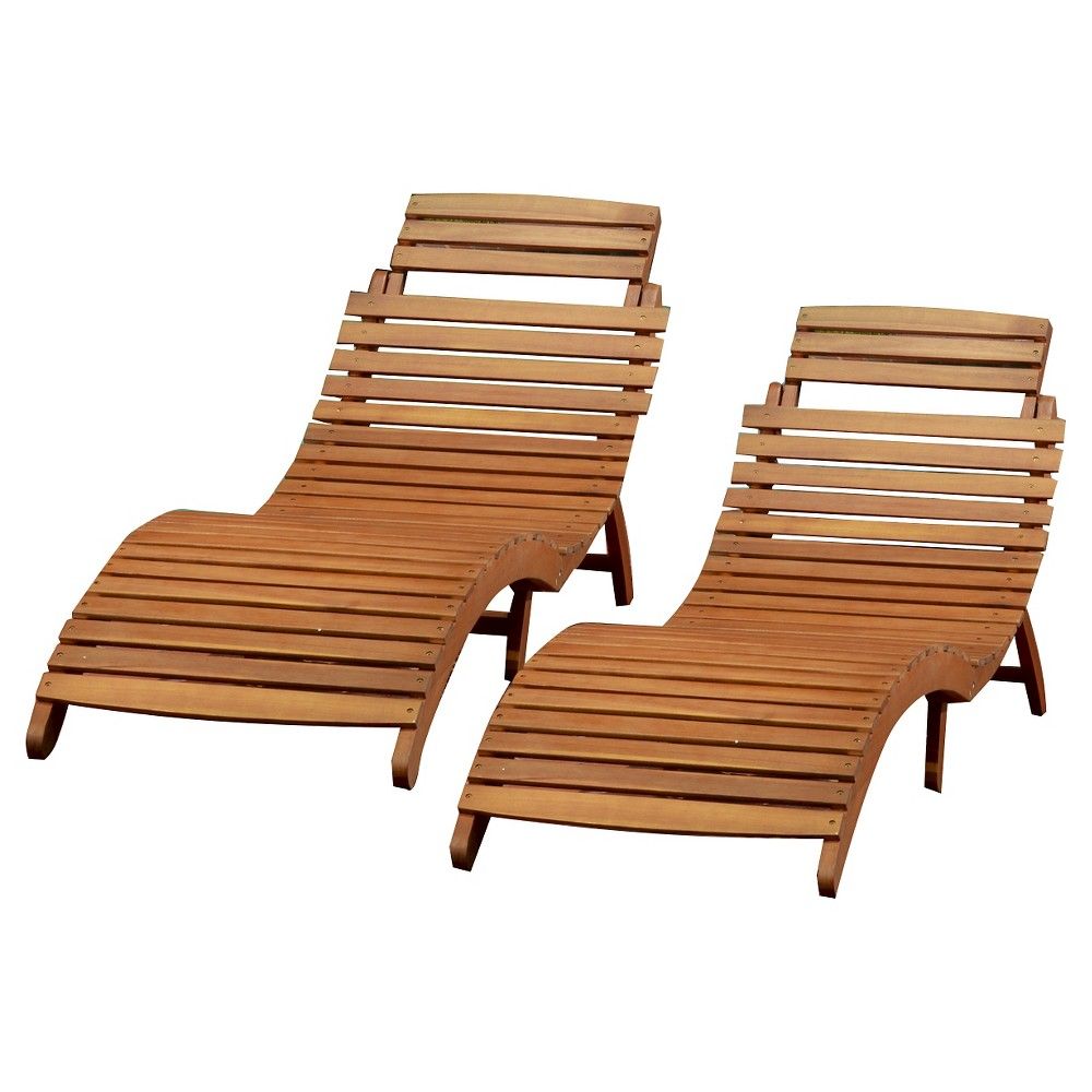 Lahaina Set of 2 Acacia Wood Patio Chaise Lounge - - Christopher Knight Home | Target