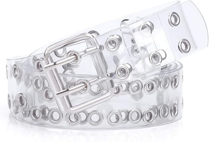 WERFORU Clear Double Grommet Belts With Holes for Women Men Teens E Girls Transparent PVC Belt fo... | Amazon (US)