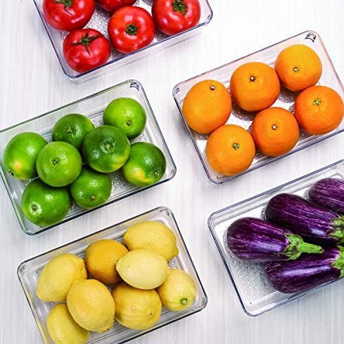Ettori Clear Plastic Storage Bins 2 Pack Bin Storage Organizer for Refrigerator, Cabinet,Food Pantry | Amazon (US)