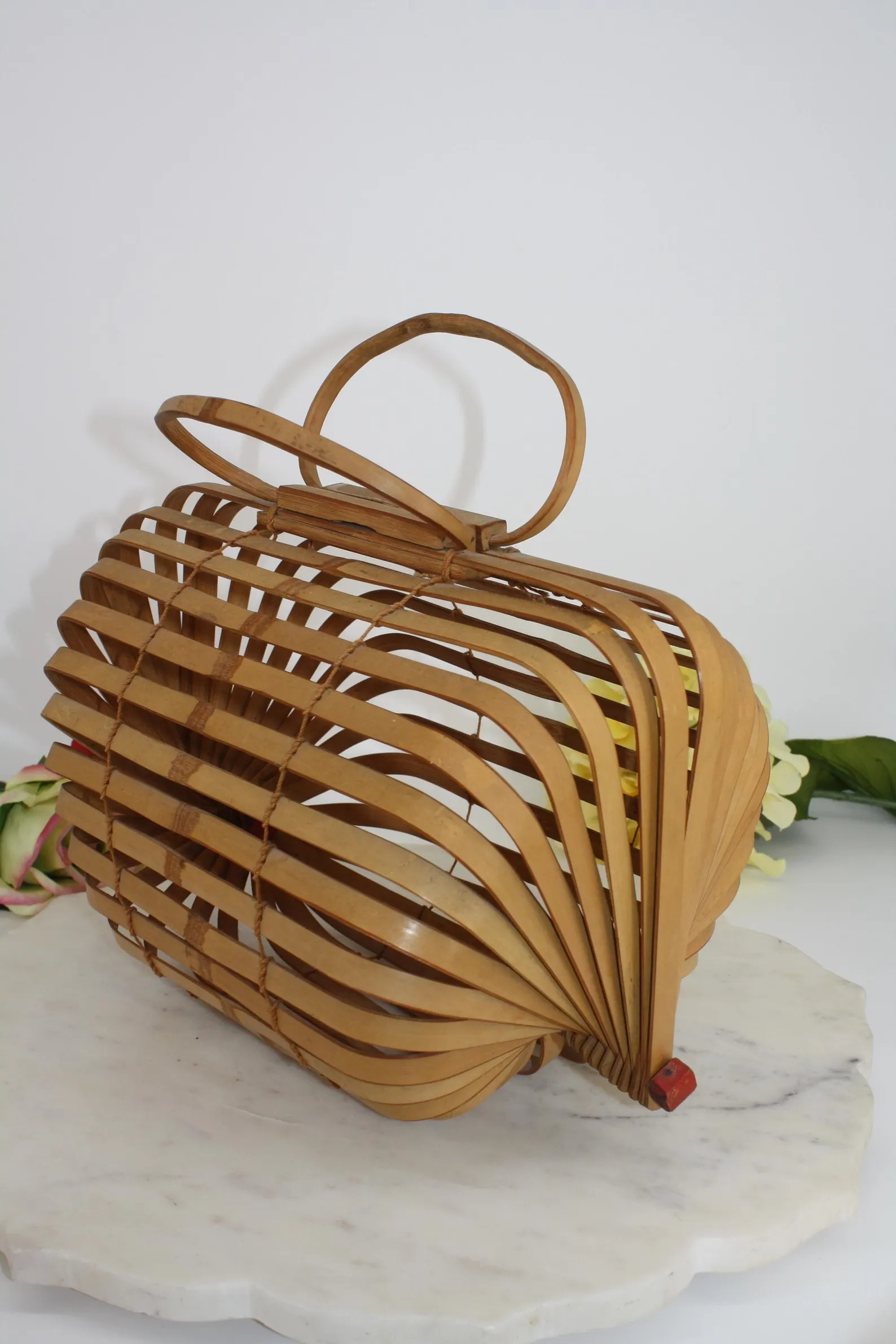 1940s Vintage Japanese Collapsible Bamboo Purse – Folding Market Bag | Etsy (US)