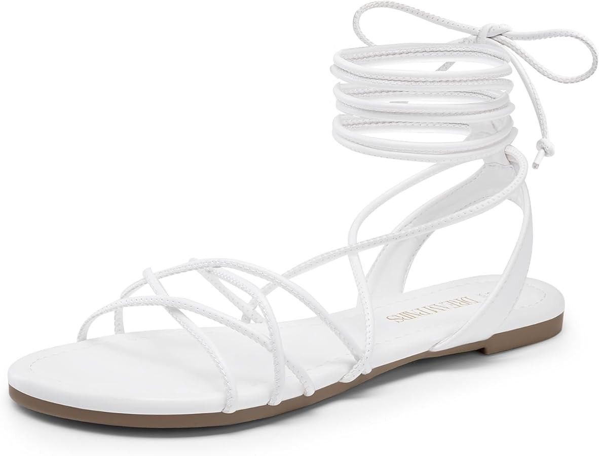 DREAM PAIRS Lace-up Gladiator Sandals Strappy Dressy Summer Flat Sandals for Women | Amazon (US)