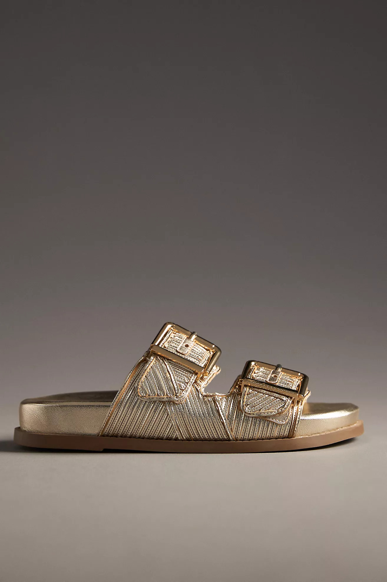 Schutz Lupita Metallic Buckle Slide Sandals | Anthropologie (US)