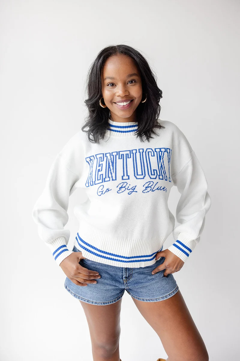 Kentucky Queen Oversized Striped Crew Sweater | Gameday Social