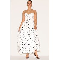 Shape White Polka Dot Corseted Maxi Shift Dress, White Polkadot | PrettyLittleThing UK