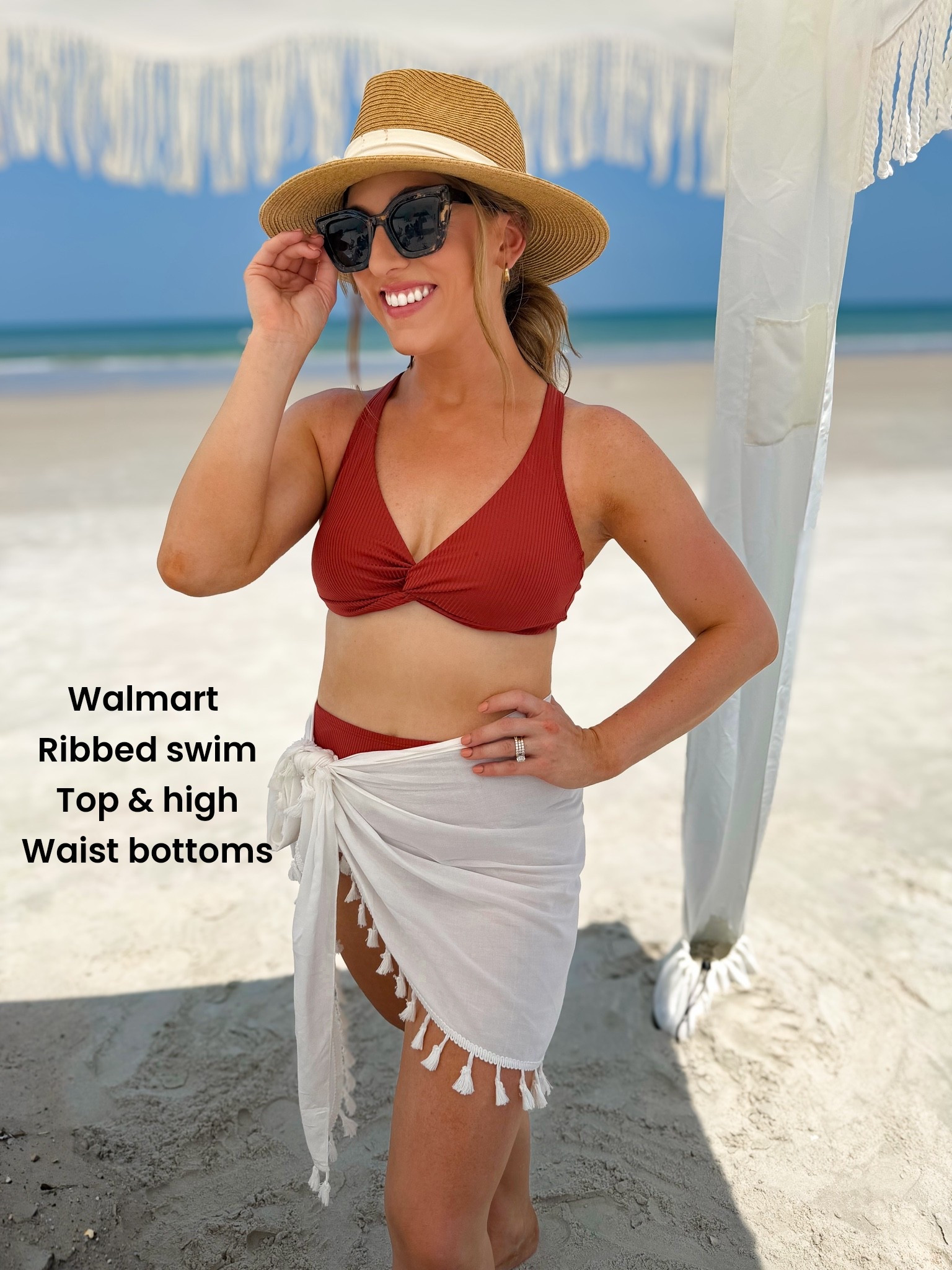 Beach days call for cute, comfortable swimsuits that look so much more expensive than they are! ☀️🌊 This ribbed Walmart swimsuit has the prettiest knotted detail, the most flattering fit, and is one of those pieces you’ll reach for all summer long. I paired it with an Amazon sarong, oversized sun hat, and sunnies for an easy beach look that feels effortless. One sizing tip: definitely go up one size in the swimsuit!

Whether you’re headed to the beach, lounging by the pool, or packing for vacation, this is such a good affordable find.

#WalmartFashion #WalmartFinds #AffordableStyle #BeachStyle #BeachVacation #SwimsuitSeason #VacationOutfit #SummerStyle #PoolsideStyle #BeachOutfit #WalmartStyle #VacationFashion #AffordableFashion #SummerWardrobe #ResortStyle #TravelStyle #BeachEssentials #FashionFinds #SummerLooks #VacationPacking

#LTKootd #LTKSwim #LTKTravel