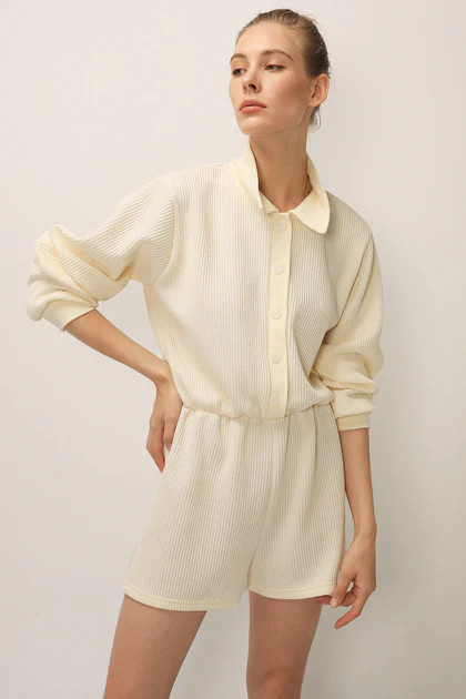 Willow Ribbed Buttoned Romper | Storets (Global)