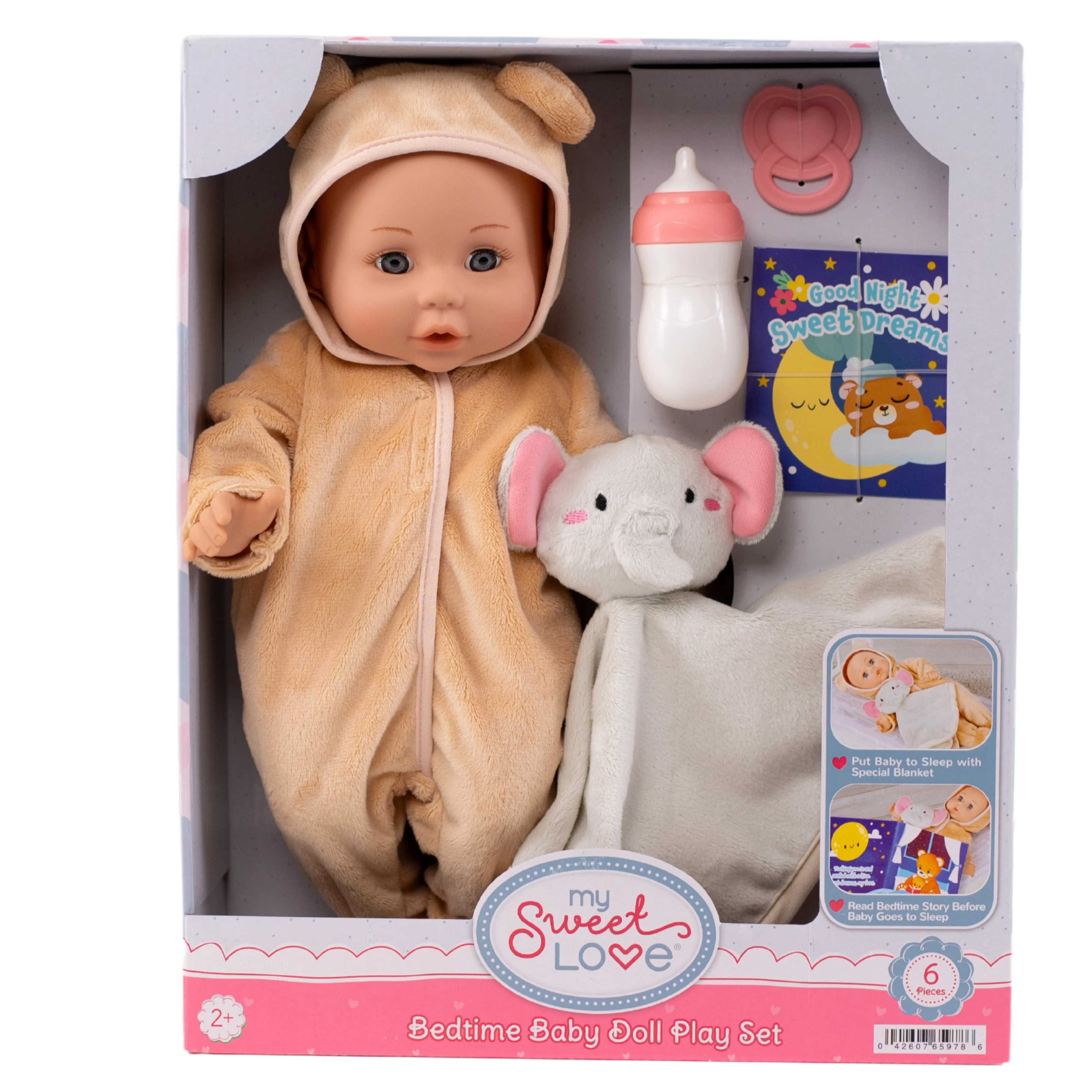 My Sweet Love Bedtime Baby Doll Play Set, Mocha and Ivory Outfit, 14-inch Doll, 6 Pieces Included | Walmart (US)