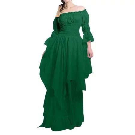 knqrhpse maxi dress for women High Low Dress Puff Sleeve Off Shoulder Ruffle For Dress Dress long sl | Walmart (US)