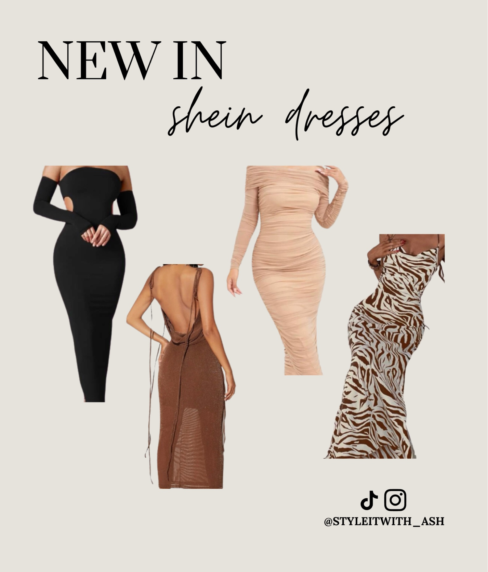 SHEIN dresses 🫶🏽 Spring dress, party dress, vacation dress, wedding guest dress, summer dress, neutral dress, outfit of the day, outfit of the night, affordable fashion, SHEIN dress, SHEIN haul, SHEIN unboxing, classy dress, club dress, party guest dress, summer fashion, spring fashion, classy fashion, try on haul

Purchased Small in Nude, Zebra and Black. Purchased Medium in Brown. 

#LTKstyletip #LTKtravel #LTKSeasonal